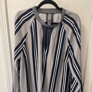 Melissa McCarthy Seven 7 Blue, Gray and White Blouse